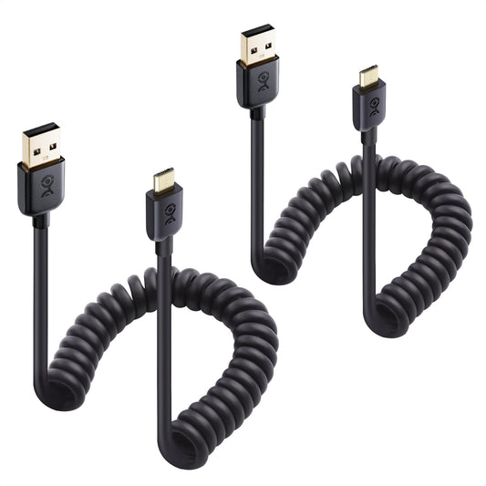 Cable Matters 2-Pack Coiled Micro USB Cable (Coiled Micro USB to USB2.0) 2-4 Feet