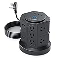 TROND Tower Surge Protector Power Strip with USB, 14 Widely Spaced Outlets, 2 USB-C and 2 USB-A, 2100J Surge Protection, 6 Feet Extension Cord