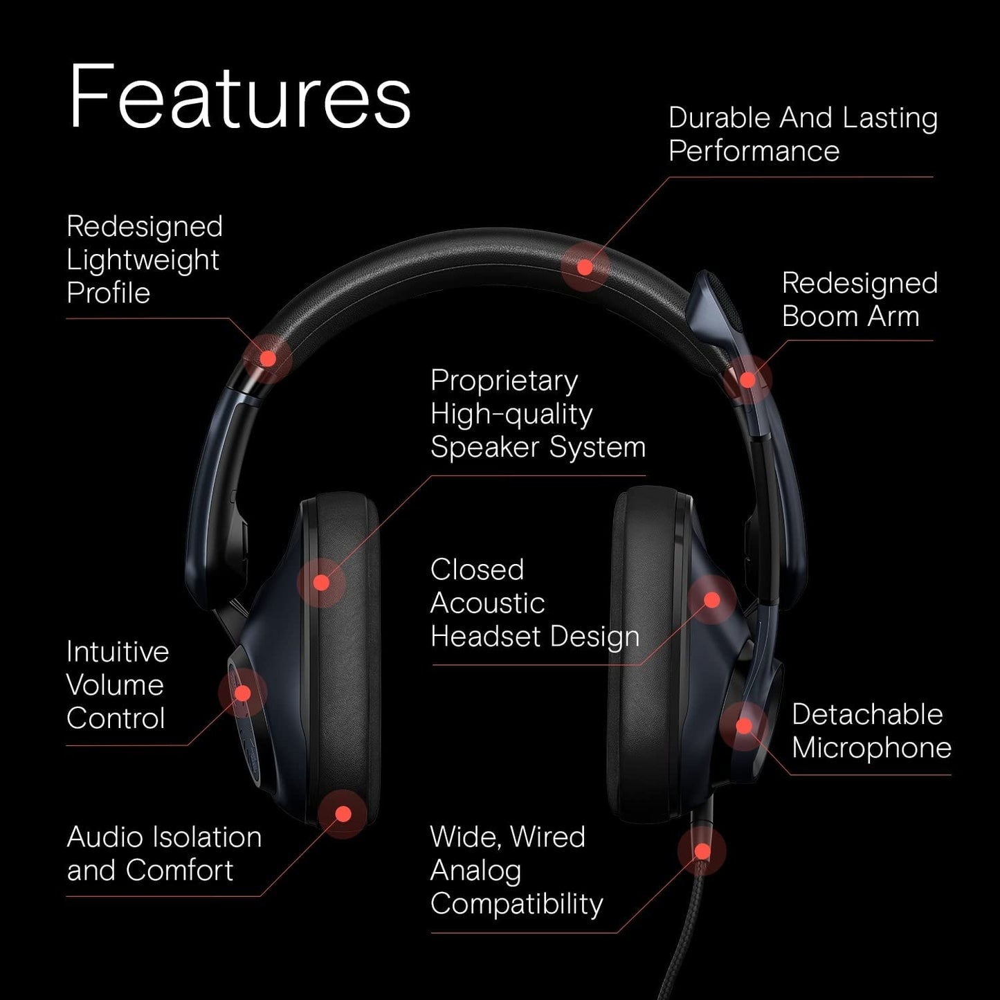 EPOS H6Pro - Closed Acoustic Gaming Headset with Mic - Lightweight Over-Ear Design - Lift-to-Mute - Compatible with Xbox, PS4, PS5 & PC - Black