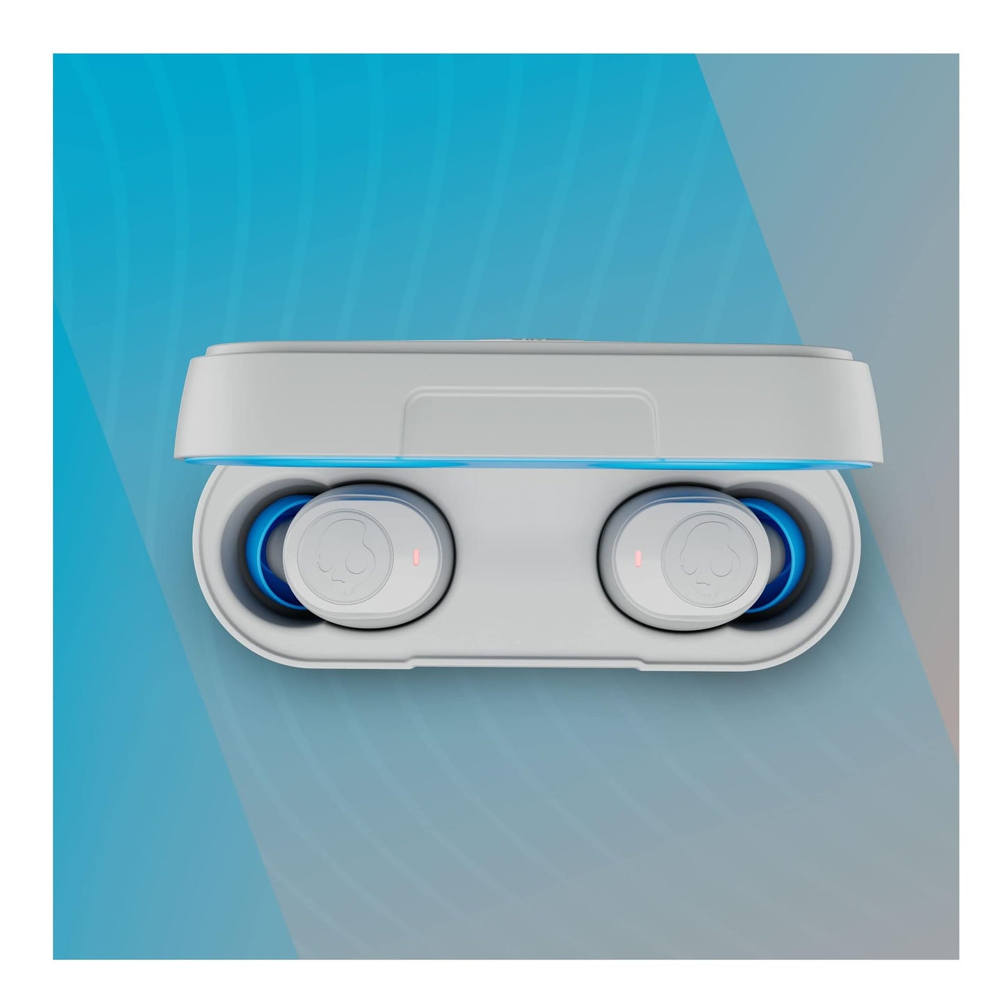Skullcandy Jib True XT 2 Wireless Earbuds, Noise Isolating Bluetooth Headphones with Charging Case, Light Gray Blue