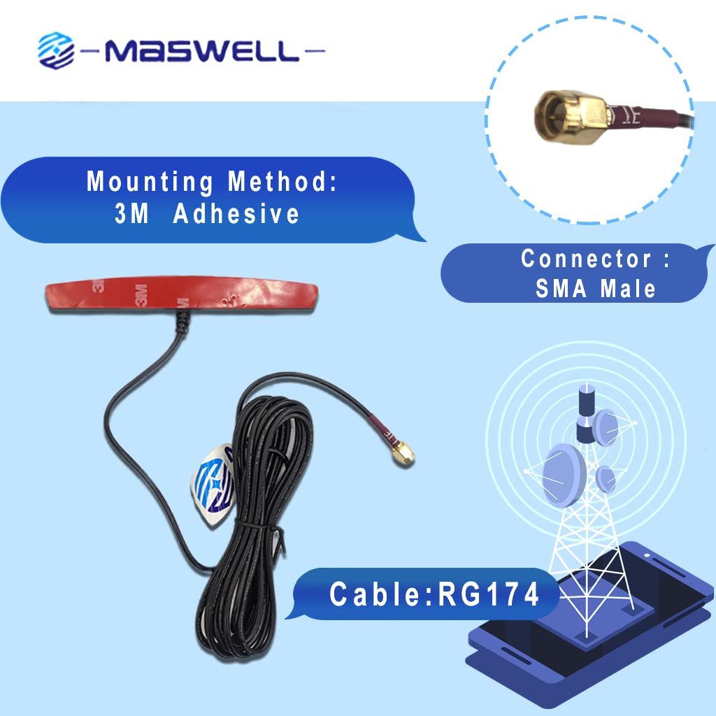 Cellular Antenna 4G LTE Antenna 3G and GSM 700-2700 MHz Slim Patch Antenna Adhesive Mount