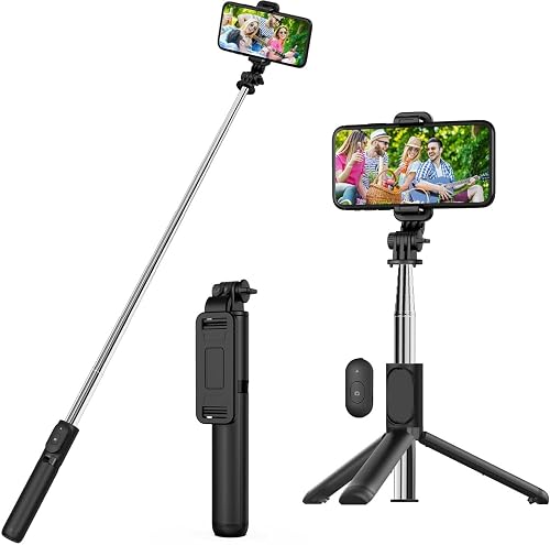 USTINE Portable Selfie Stick Tripod, 3 in 1 Extendable Selfie Stick Phone Holder for iPhone 14/13/13 Pro/13 Pro Max/12/12 Pro/X/XR/XS/8/7/6S,Android