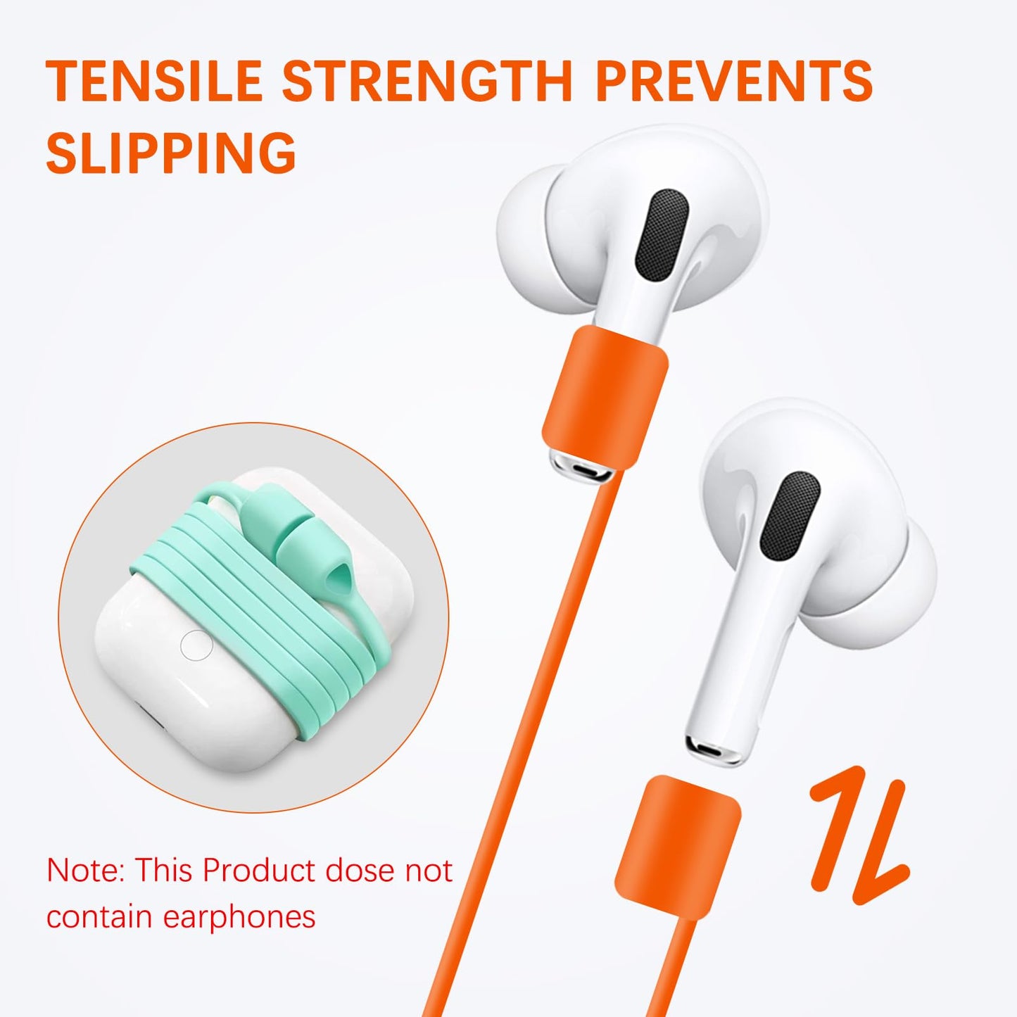 Rosmas Strong Magnetic Anti-Lost Straps for AirPods, Silicone Sports Neck Rope Cord,Compatible with AirPods Pro3/2/1,AirPod 4 (1, Orange)