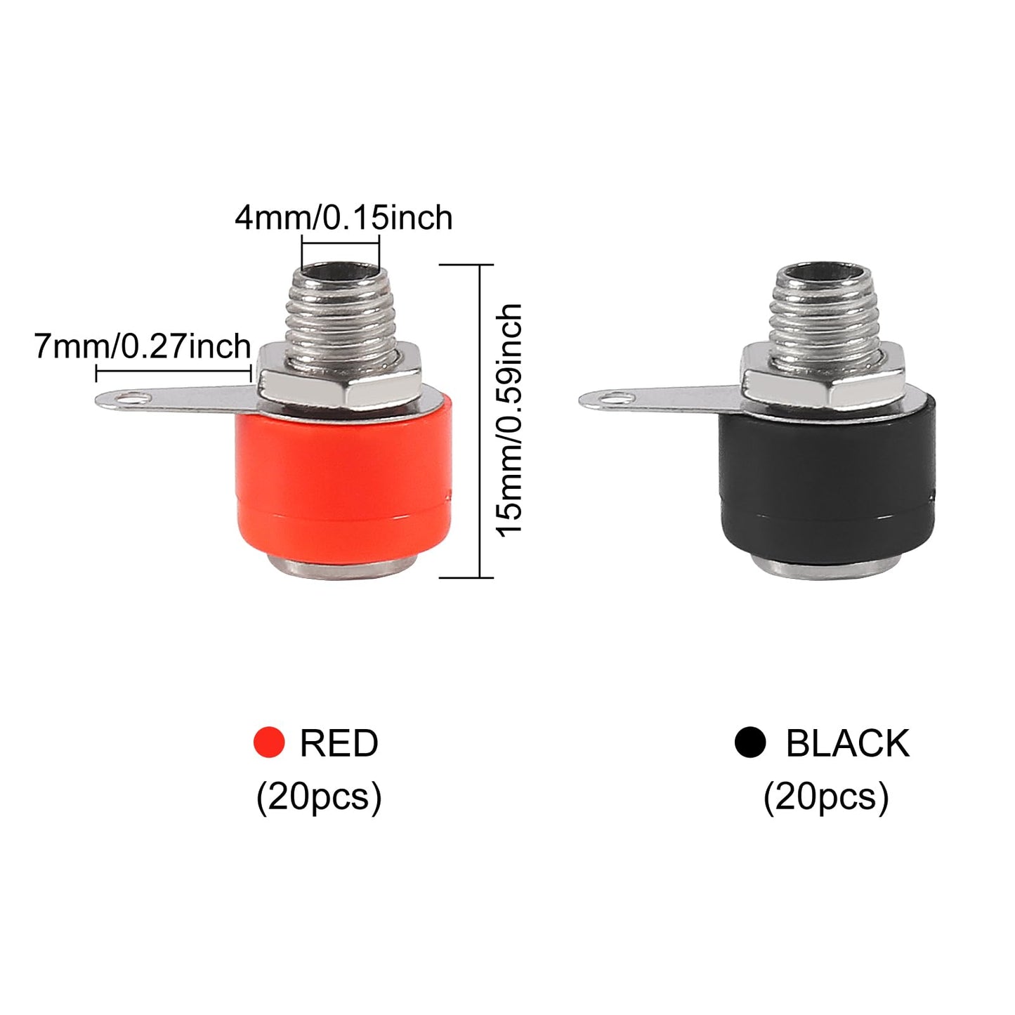 40PCS 4mm Banana Plug Socket Banana Female Socket Connectors for Banana Plug Amplifier(20 Red+20 Black)