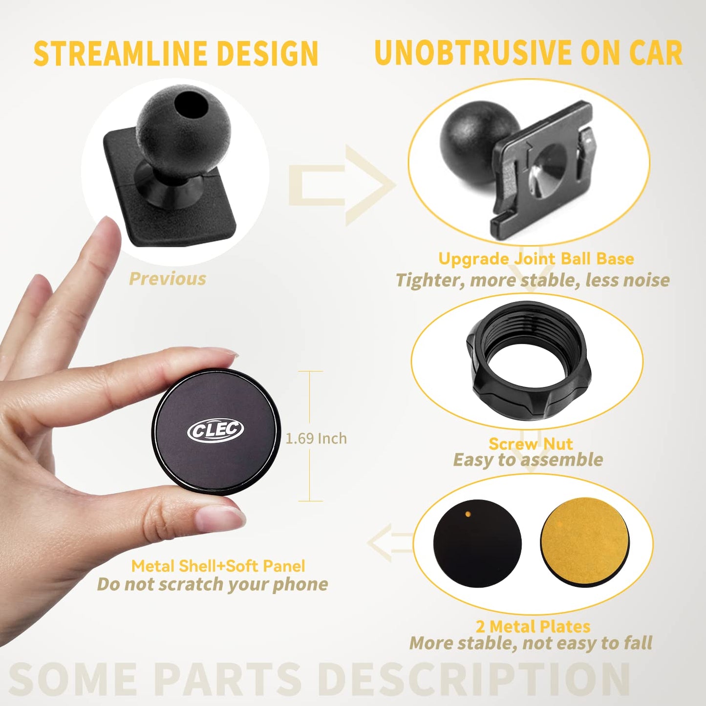 KUCOK Car Phone Holder Mount Fit for Lexus UX 2019-2024 Hybird, Handy 360° Adjustable Magnetic Phone Car Mount, Air Vent Car Cell Phone Holder