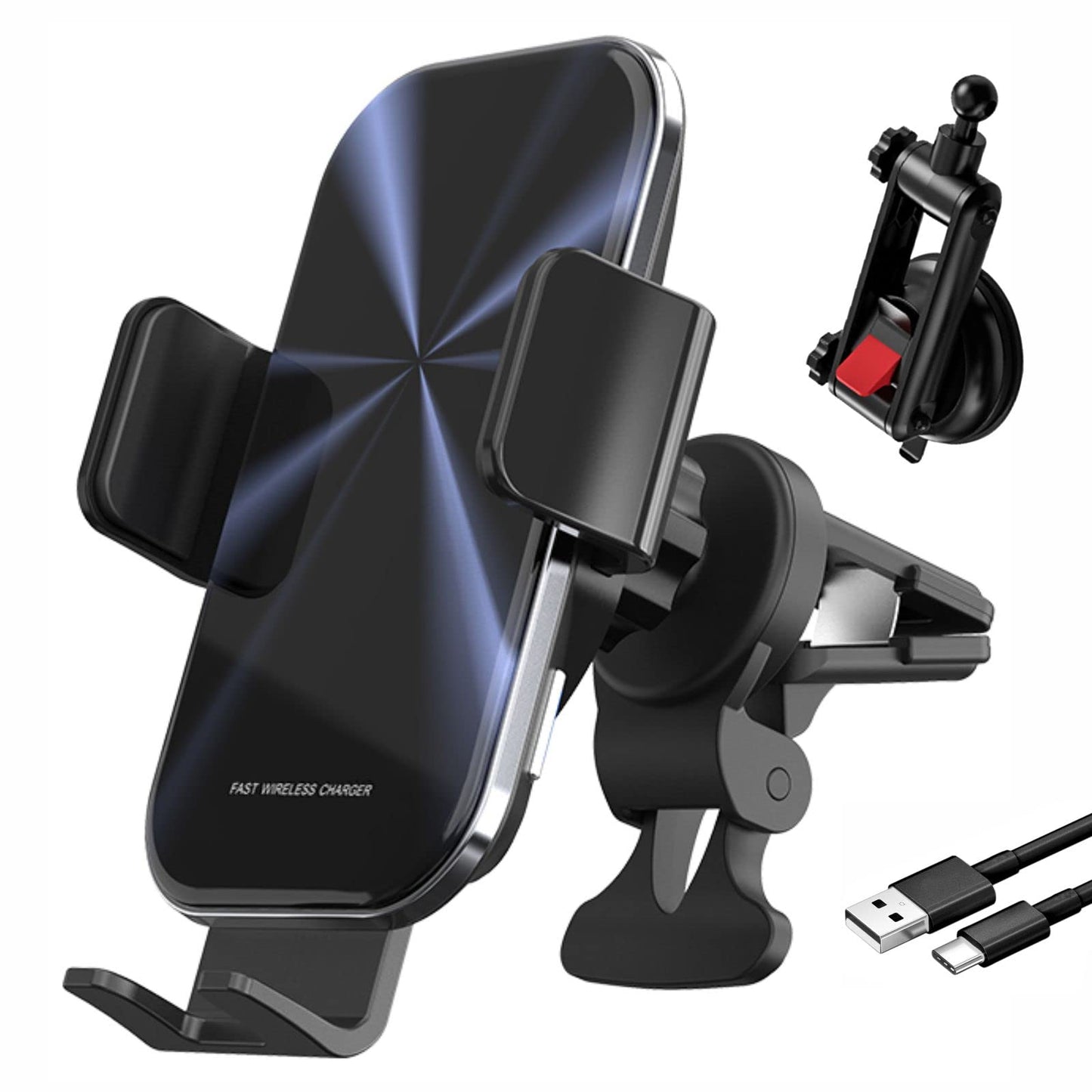 MOCA 15W Qi Wireless Car Charger, Fast Charging Auto-Clamping Car Mount, Windshield Dash Air Vent Phone Holder for iPhone 13 12 Mini 11 Pro Max