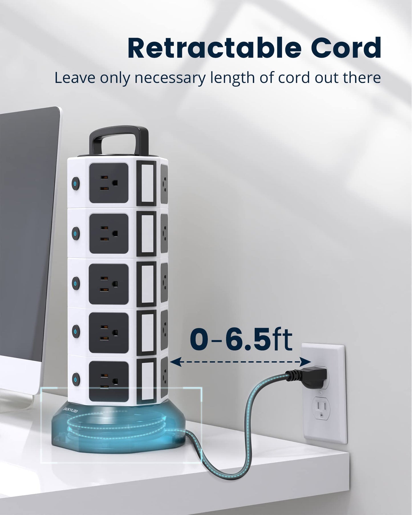 Power Strip Tower Surge Protector, 20 Outlets 6 USB (2 USB C) Charging Station, Extension Cord with Multiple Outlets, 1050J 1625W/13A Outlet Extender