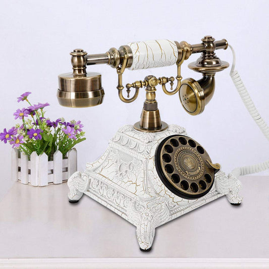 Style Retro Dial Desk Telephone Vintage Rotary Phone Old Fashioned Telephone Handset for Gift Office Home Hotel