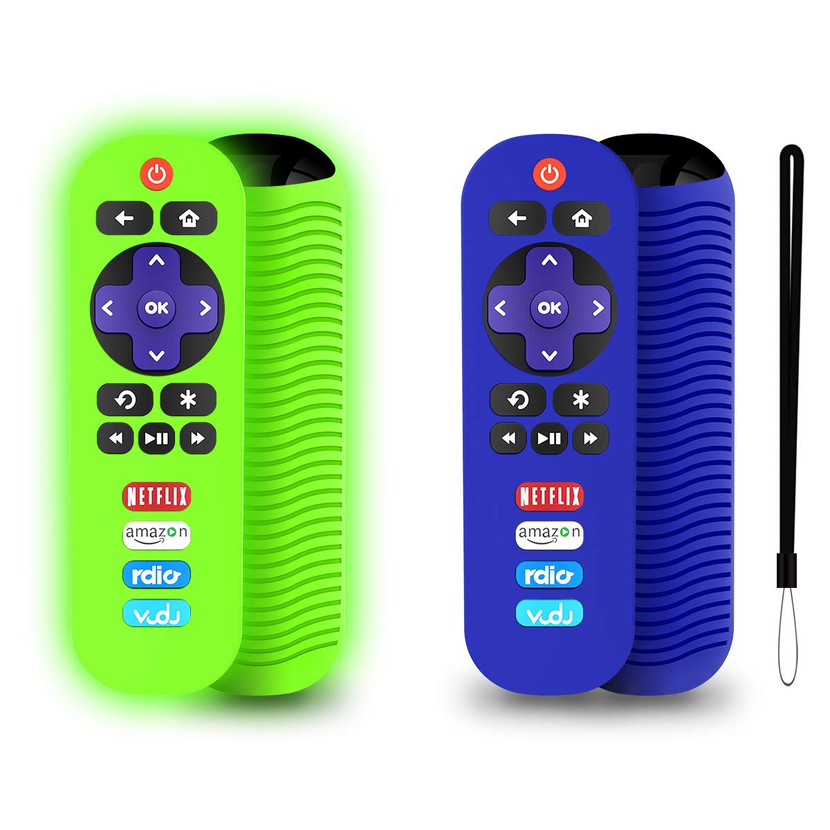 2 Pack Silicone Case for TCL Roku TV RC280 Remote, Protective Universal Replacement Lightweight Shockproof TCL Roku TV Remote Cover with Lanyard