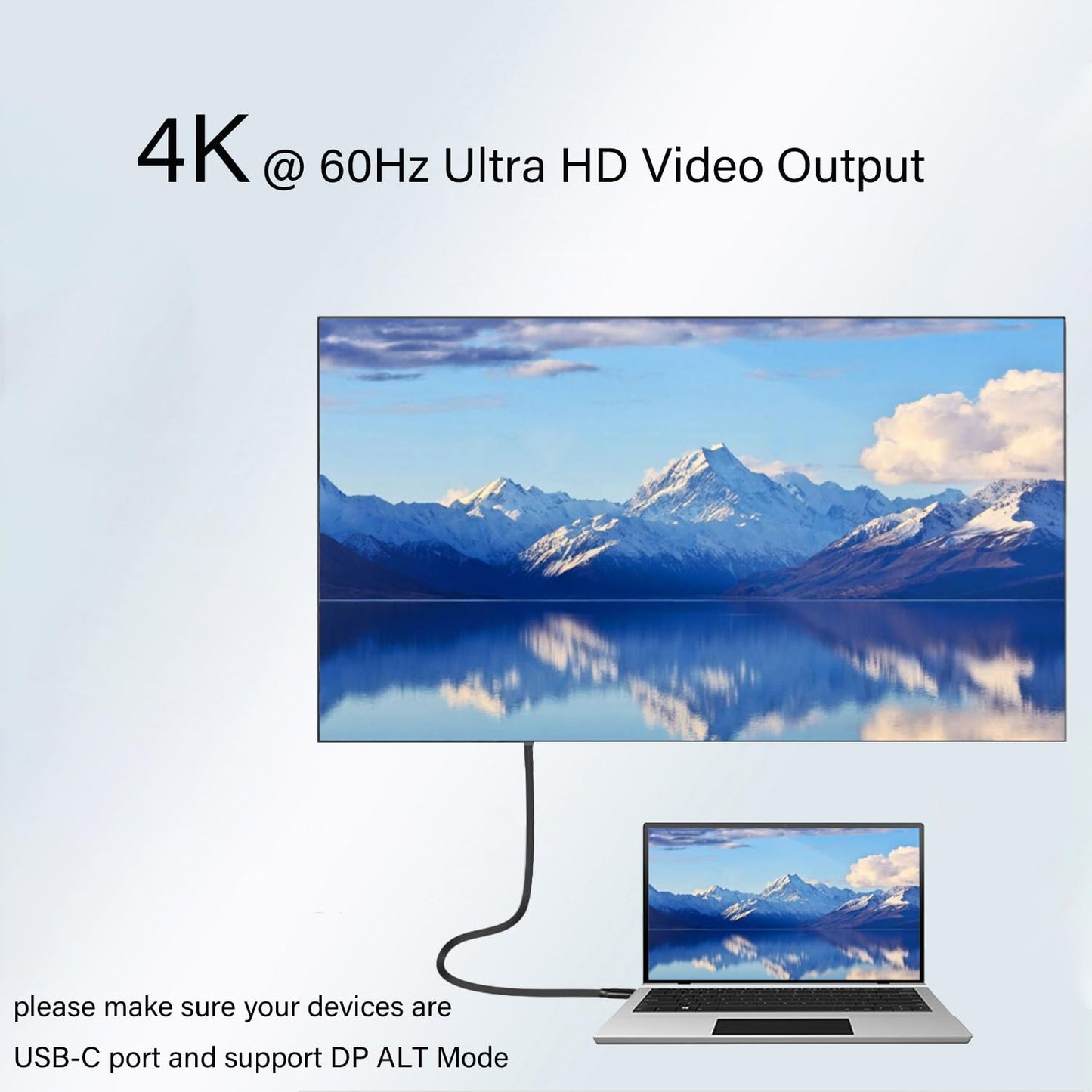 Pocxwa USB-C to USB-C Cable, 5Ft 4K USBC Cable, Fast Charging & Data Sync Charger Cord Compatible with MacBook Pro, Samsung Galaxy Smartphone Tablets