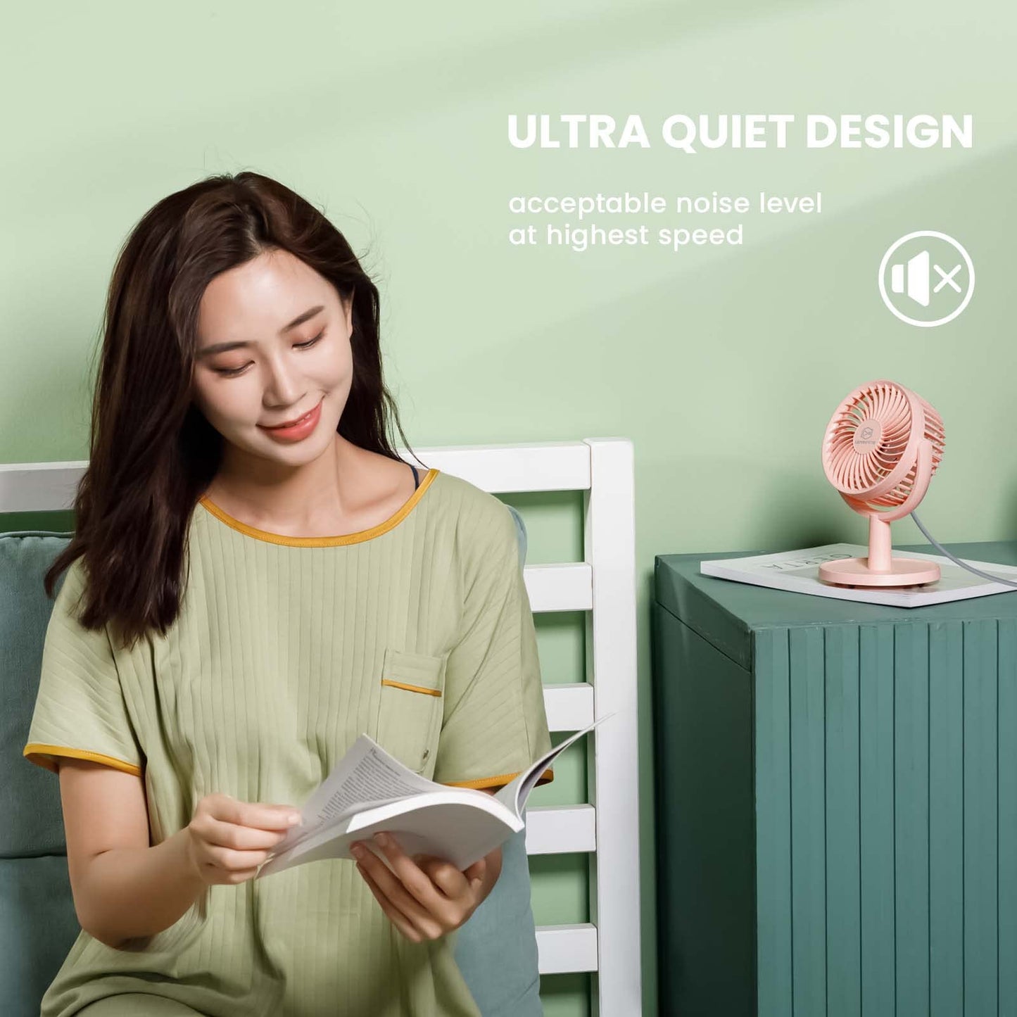 Shinebella 4 Speeds Small Desk Fan with Strong Airflow, Personal Portable Mini USB Fan, Quiet, 310 Degree Rotation, Detachable, Easy to Clean