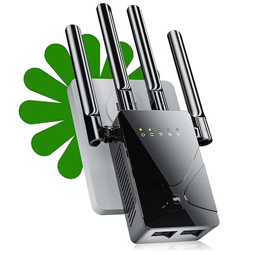 WiFi Extender Signal Booster, 15599 Sq.ft Long Range Internet Extender WiFi Booster, 6X Faster, Strongest Wireless Wi-Fi Repeater w/Ethernet Port