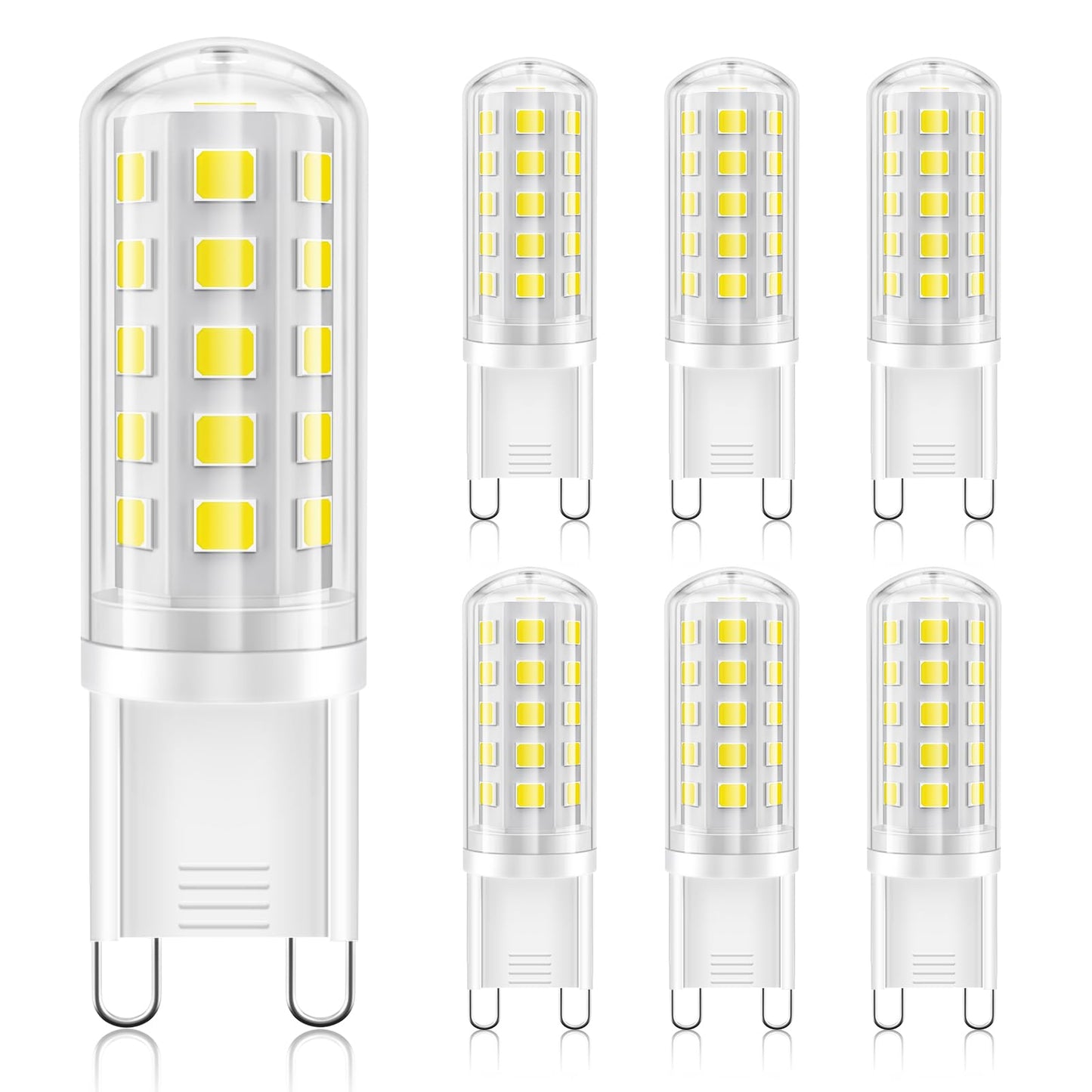 BRVHOZX G9 Led Bulb Daylight White, 4W, 450LM, 6000K, Equivalent to 40W Halogen, No Flicker, Non-Dimmable, 360°Beam Angle, AC 110-130V, Bi-pin Ceramic