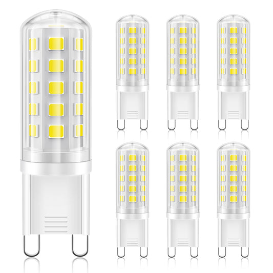 BRVHOZX G9 Led Bulb Daylight White, 4W, 450LM, 6000K, Equivalent to 40W Halogen, No Flicker, Non-Dimmable, 360°Beam Angle, AC 110-130V, Bi-pin Ceramic