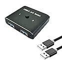 USB2.0 Switch with 2Pack Usb2.0 Cable(1M), Bi-Directional 1 in 2 Out/2 in 1 Out,Aluminum USB Switcher kit for 2Computers Share Devices(Printer