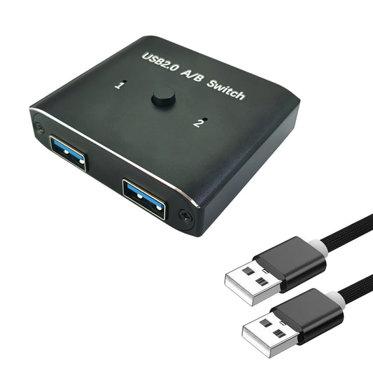 USB2.0 Switch with 2Pack Usb2.0 Cable(1M), Bi-Directional 1 in 2 Out/2 in 1 Out,Aluminum USB Switcher kit for 2Computers Share Devices(Printer