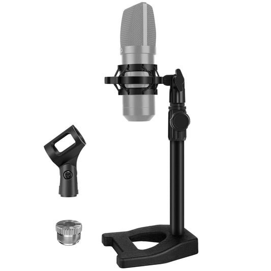 InnoGear Desktop Microphone Stand, Mic Stand Desk Table with Weighted Base Shock Mount Mic Clip 3/8" to 5/8" Adapter Adjustable Height for Hyper X