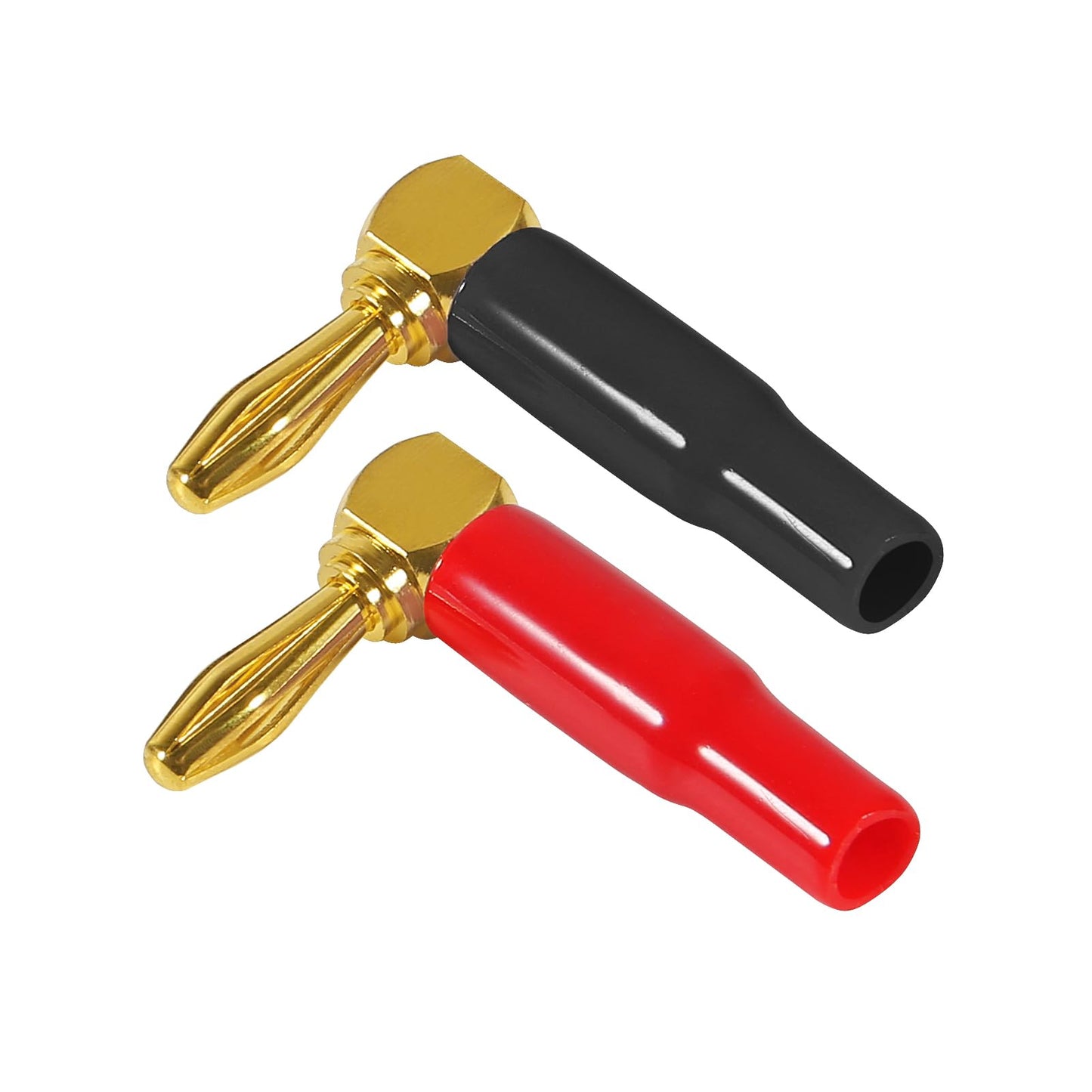 ACEIRMC 20pcs 4mm 0.16" Banana Plugs Right Angle ?90 Degree Speaker Connector Right Angle Banana Plugs for Speaker Wire Audio Connector Adapter (Red