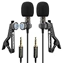 PowerDeWise Dual Lavalier Microphone Set for iPhone, Android & Camera - Professional Clip-On Lapel Microphones for Interviews, Podcasting, YouTube