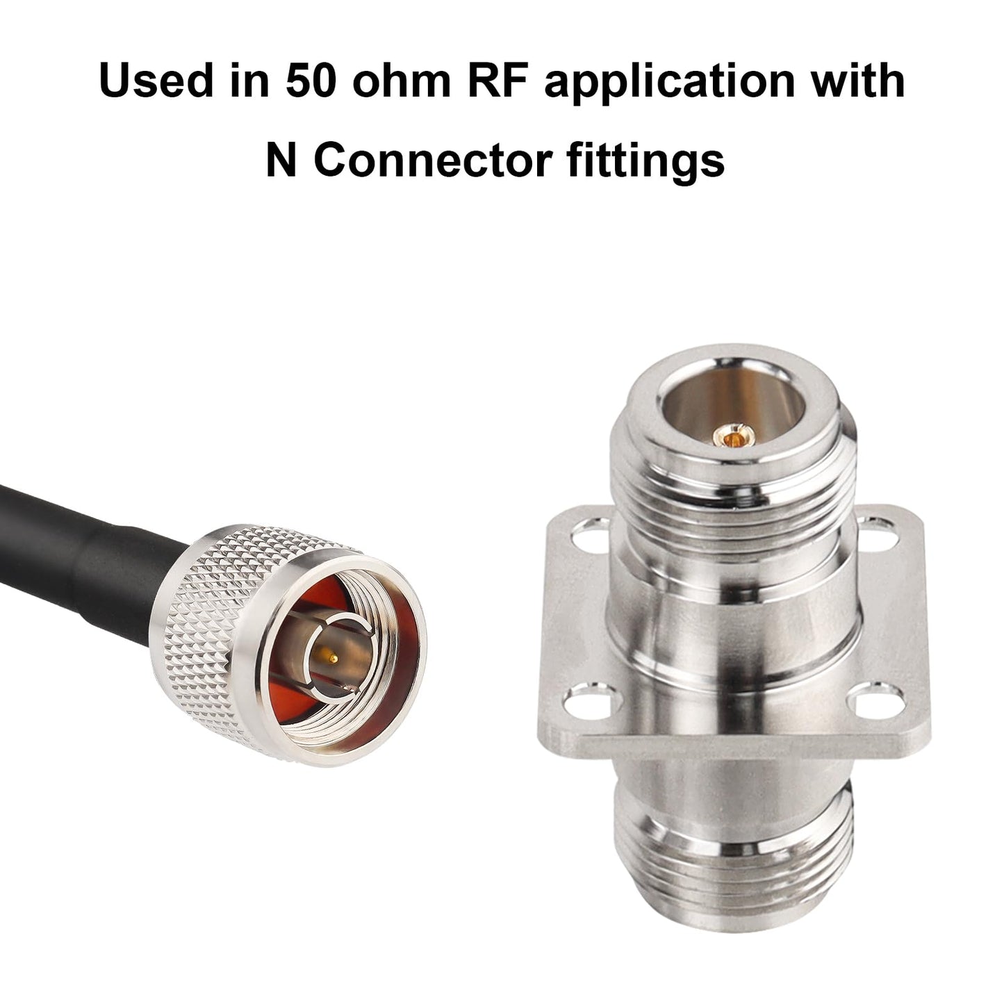 XRDS -RF 2pcs N Female to Female Connector 4 Hole Flange Panel Mount Adapter N Coax Jack Connector