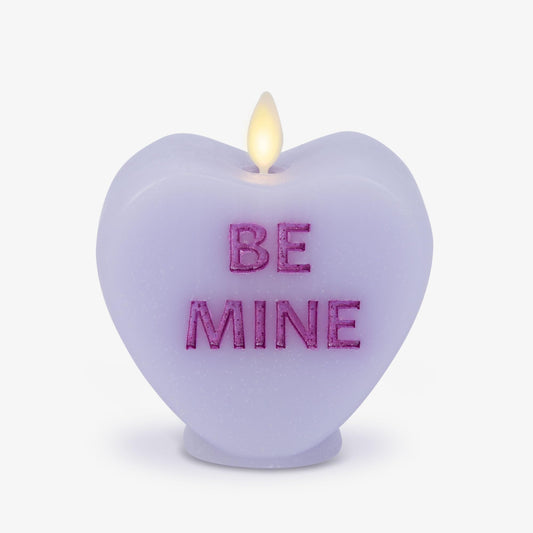 Luminara Candy Heart Be Mine Gentle Lavender Candle- Flameless Real-Flame Romantic Battery Operated LED Decor- Valentine's Day Collection- 3.5" x 4.5"