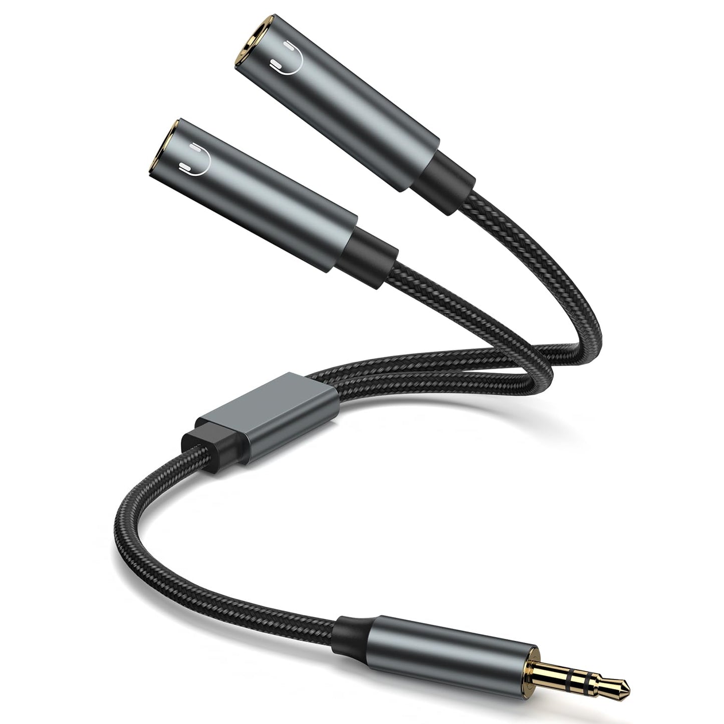 3.5mm Headphone Splitter, Dual Headphone Jack Adapter for 2 Headphones, Audio Stereo Y Splitter Male to Female AUX Extension Cable with Gold-Plated