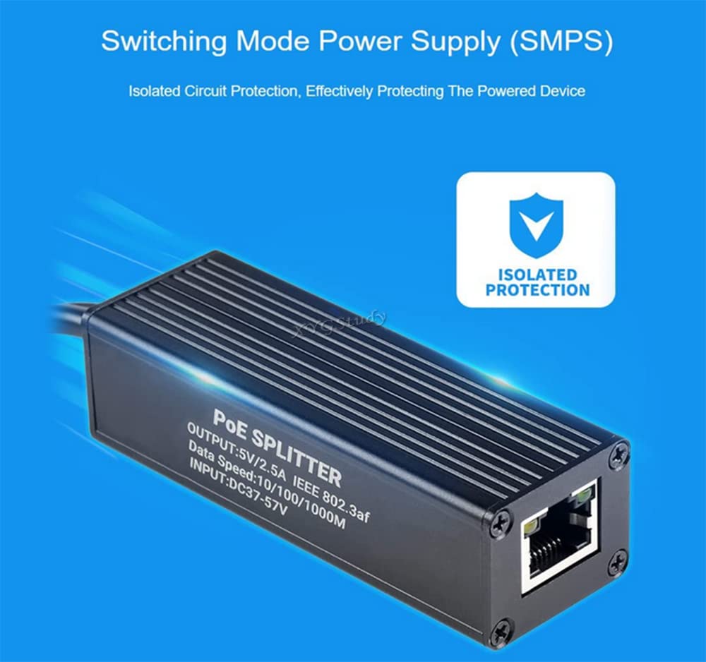 Industrial Gigabit PoE Splitter with Aluminum Metal Case Protection and 5V 2.5A Type-C Power Output @XYGStudy (POE-Splitter-Type-C)