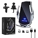 LFNOWN Wireless Car Charger Car Phone Holder Mount Wireless Charging 15W Fast Charging Auto Clamping Car Charger Phone Mount Holder fit for All