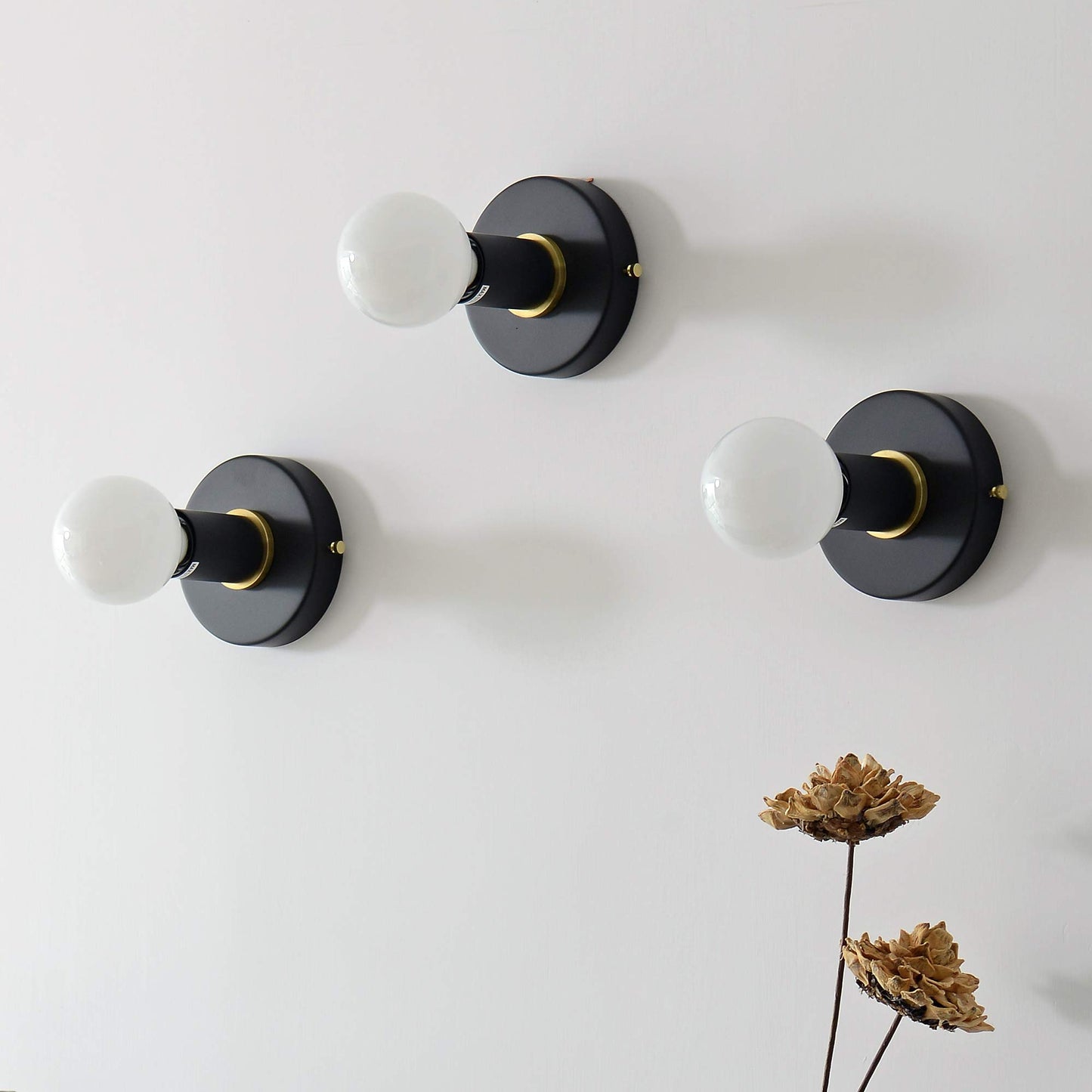 BRIGHTTIA Matte Black Simple Ring Wall Sconce Light - Modern Minimalist Bathroom Vanity and Hallway Lighting - Mid Century Industrial Exposed Bulb