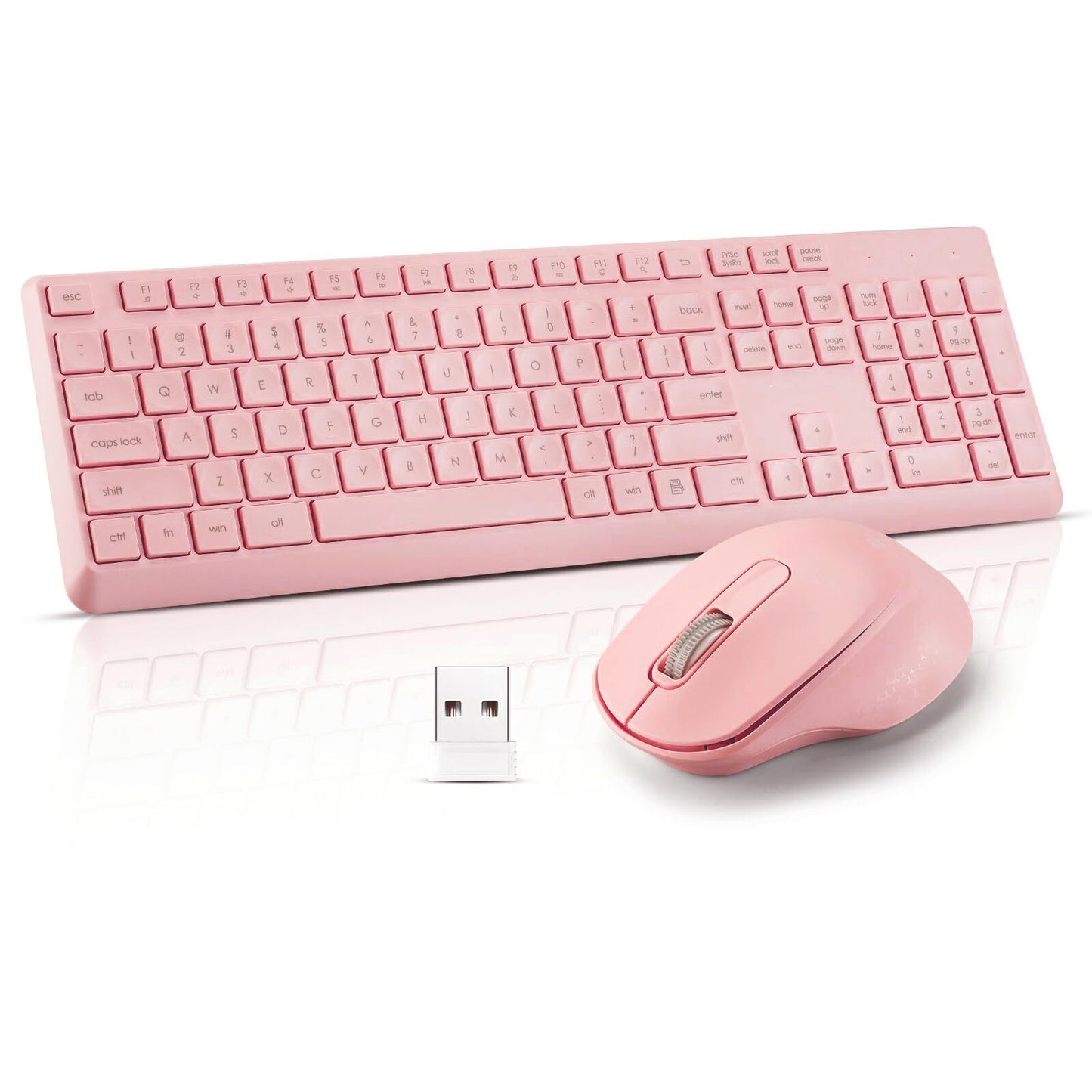 Wireless Silent Keyboard Mouse Combo, Ultra-Slim USB Keyboard Silent Mouse Set, Water-Dropping Keycaps, 12 Shortcuts, 2.4GHz Wireless Connection