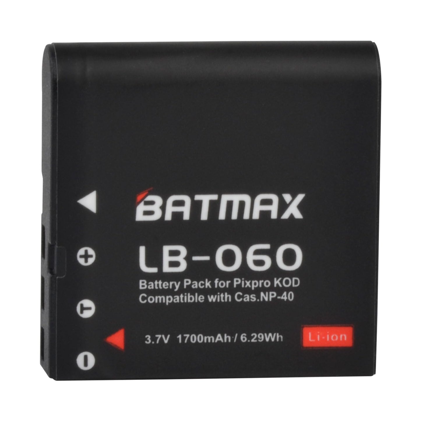 Batmax 3X NP-40 LB-060 Battery + Quick LCD Charger for Casio NP-40 Kodak LB-060,GE GB-60 Exilim EX-Z400, Exilim EX-FC100, Exilim EX-FC100WE, Exilim