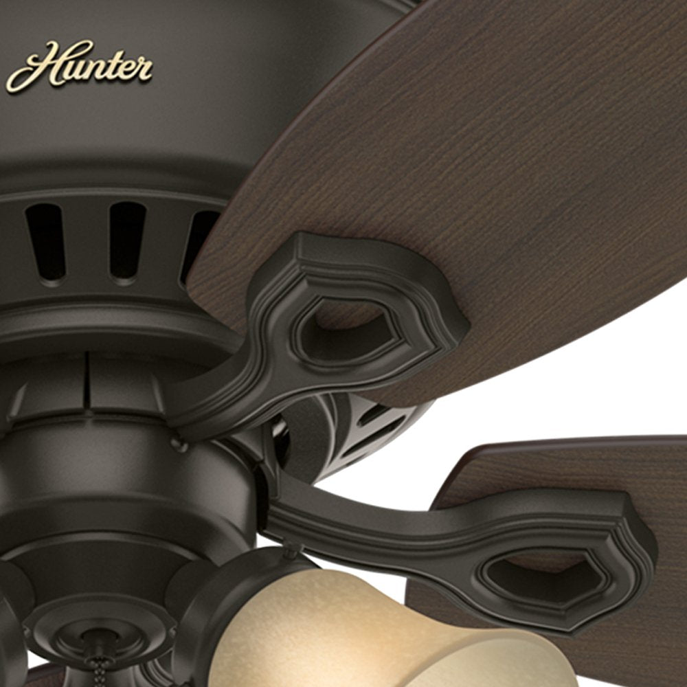Hunter Fan 52 inch Low Profile Ceiling Fan in New Bronze with Toffee Glass Light Kit, 5 Blade (Renewed)