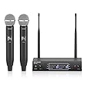 Dual Channel Wireless Microphone System, MELONARE Auto-Scan Professional Cordless Dynamic Mic Set, 260ft Range, 2x100 UHF Metal Wireless Mic for