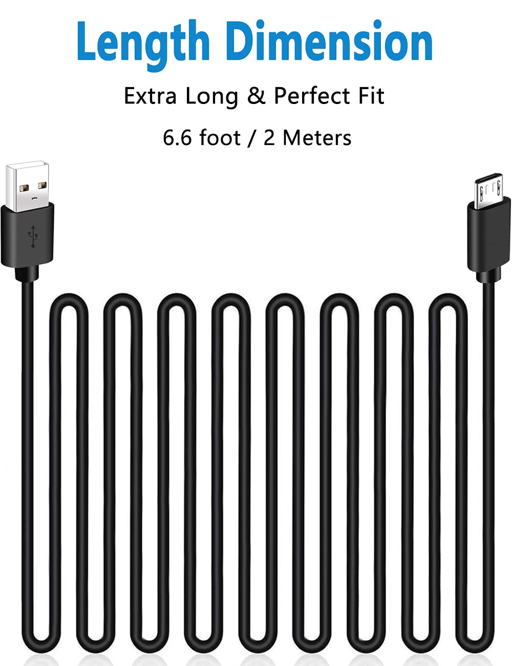 6FT Micro USB Cable for Fire Tablets Older Generation (1st-8th Generation,See Product Picture & Compatibility List Below) HD 10 & Kids 4th 5th 6th 7th