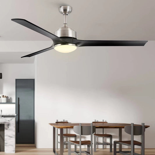 Homeybuff Ceiling Fan with Lights, 60-Inch, Brushed Nickel(3 Blades), Dimmable LED Light