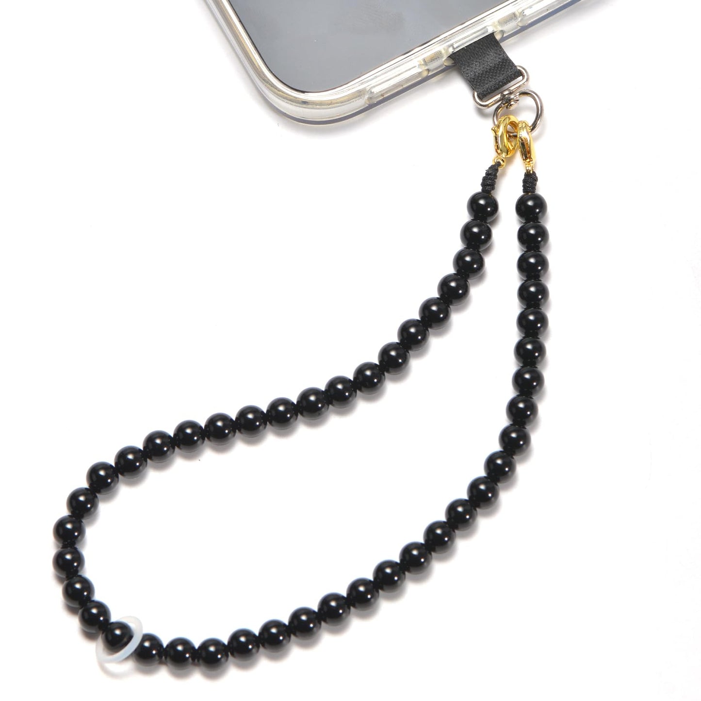 Aluckiss 8mm Agate Beaded Phone Wrist Strap for Women Men Stone Beads Charm Handmade Cellphone Chain Lanyard with Tether Tab, Camera Lanyard