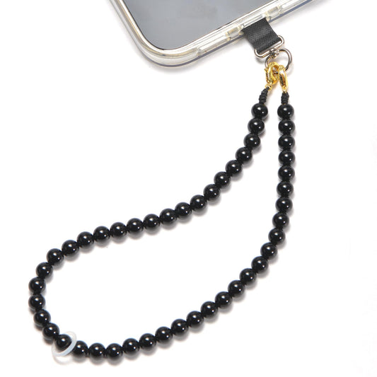 Aluckiss 8mm Agate Beaded Phone Wrist Strap for Women Men Stone Beads Charm Handmade Cellphone Chain Lanyard with Tether Tab, Camera Lanyard