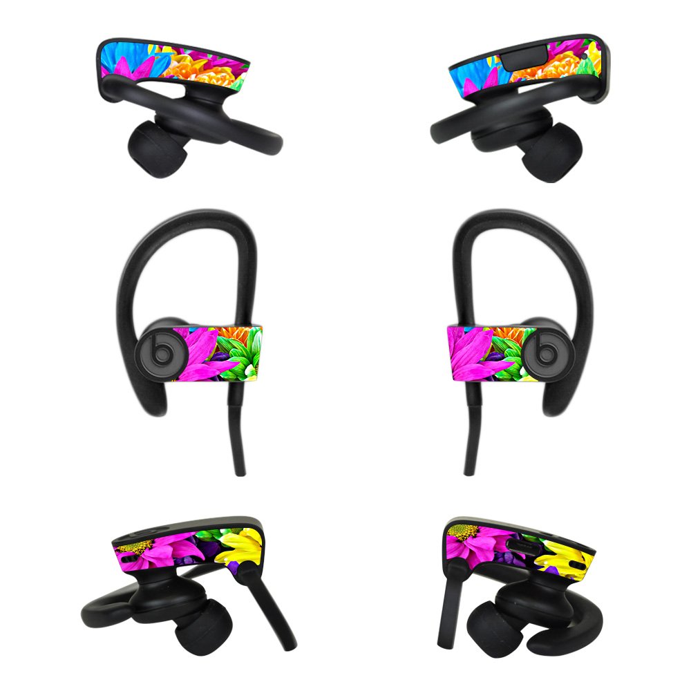 Skin Compatible with Dr Dre Powerbeats3 Wireless in-Ear Headphones - Colorful Flowers | MightySkins Protective, Durable, and Unique Vinyl Decal wrap…