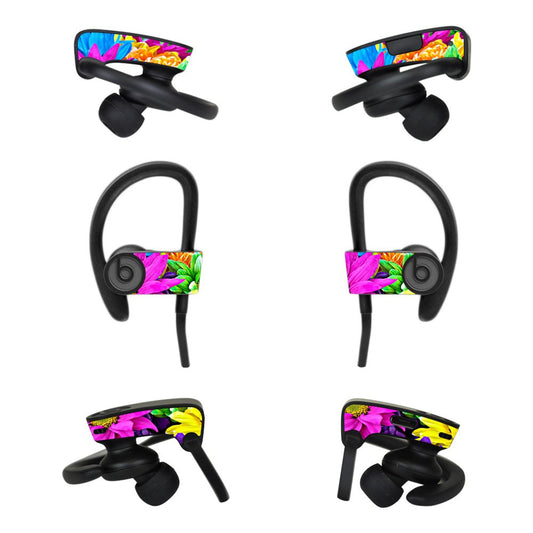 Skin Compatible with Dr Dre Powerbeats3 Wireless in-Ear Headphones - Colorful Flowers | MightySkins Protective, Durable, and Unique Vinyl Decal wrap…