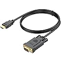 HDMI to VGA Cable 3FT, Computer HDMI to VGA Monitor Cord (Male to Male) Compatible for Raspberry Pi, Roku, Computer, Desktop, Laptop, PC, Monitor