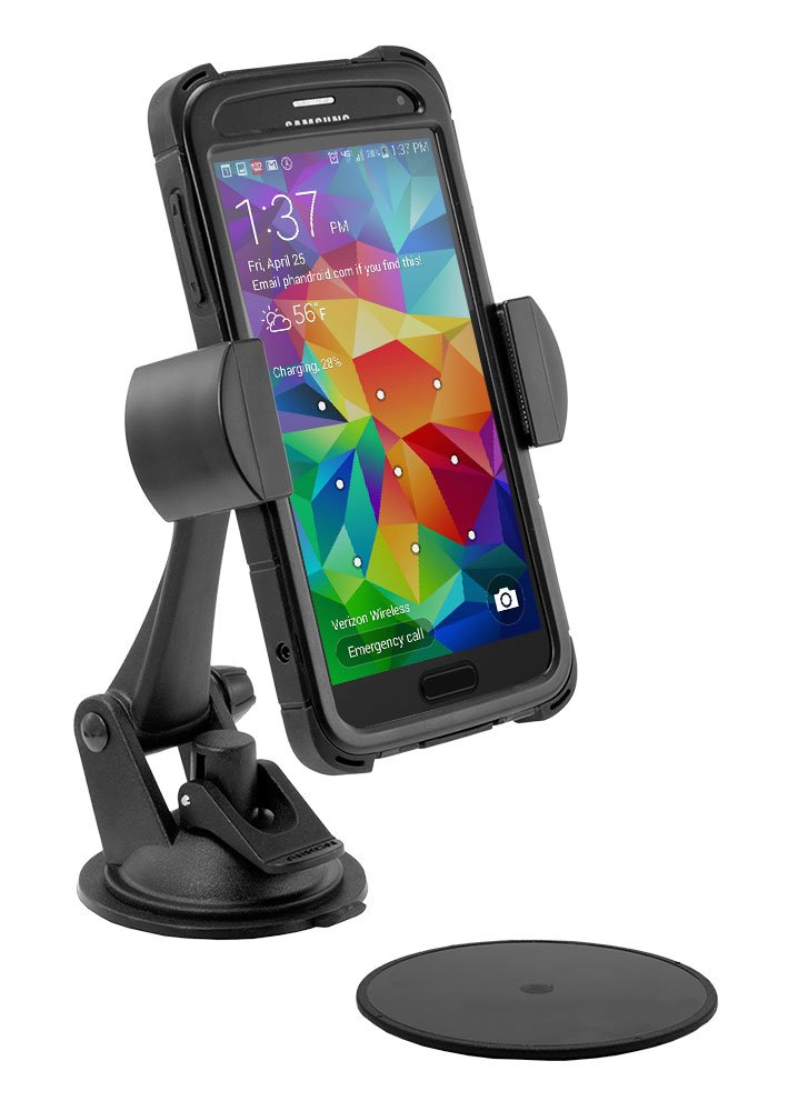 ARKON Mounts Sticky Suction Mount with RoadVise Phone Holder For Cars and Trucks, Fully Adjustable with Powerful Suction Mount or Dash Mounting, Fits