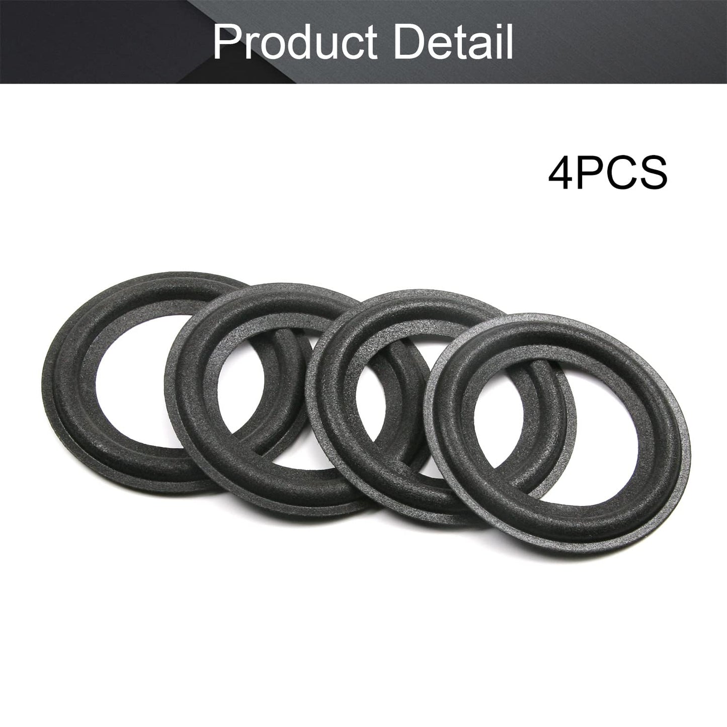 Fielect 4Pcs 2.5inch/63mm Foam Speaker Edge Surround Rings Replacement Kit for Speaker Repair or DIY Black