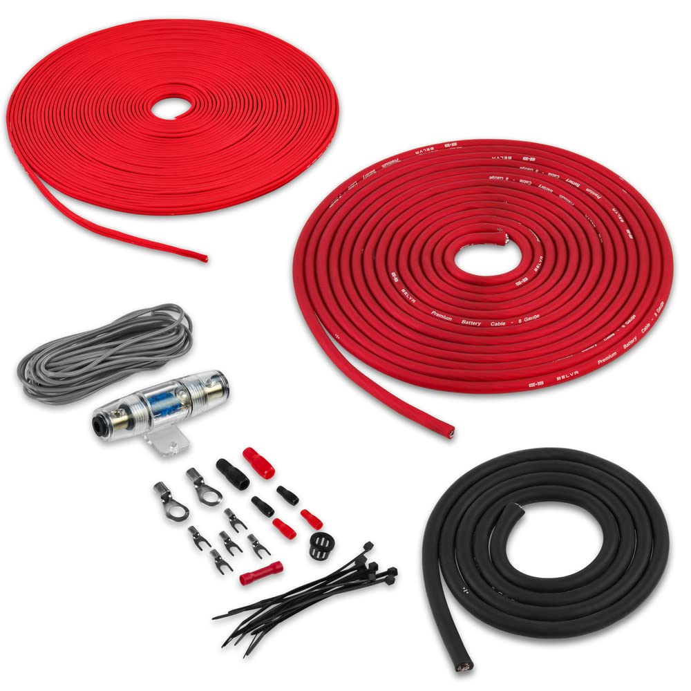 Belva BPK8 8 Gauge Amp Kit with Speaker Cable (CCA Wiring, NO RCA)