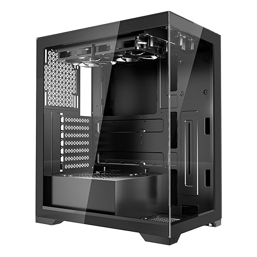 VEVOR PC Gaming Case, Mid-Tower, Computer Case with High-Airflow Tempered Glass Panel, Dust Filter, 2 x 120 mm Fans, Cable Management, for GPU up