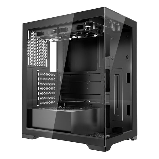 VEVOR PC Gaming Case, Mid-Tower, Computer Case with High-Airflow Tempered Glass Panel, Dust Filter, 2 x 120 mm Fans, Cable Management, for GPU up