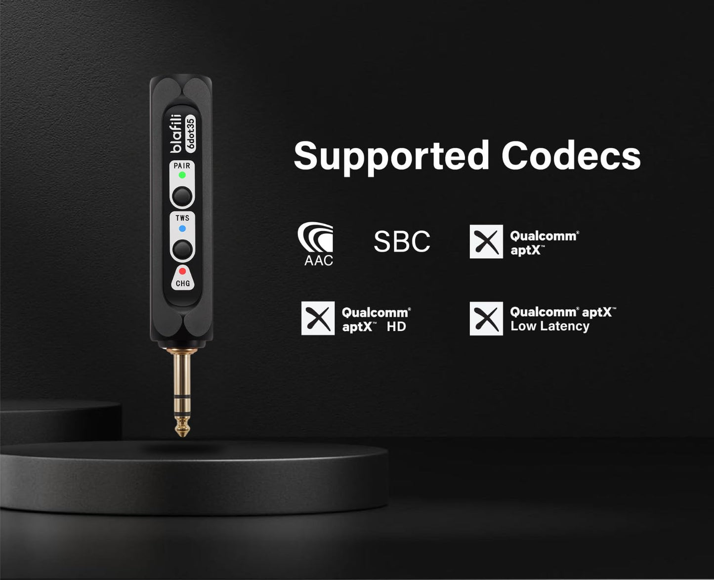 blafili 6dot35 Bluetooth Receiver with 1/4" (6.35mm) TRS Output, aptX HD/Low Latency, USB-C DAC, for Mixers, PA Systems, Amps & Powered Speakers, TWS