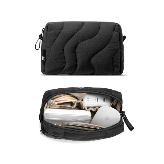 tomtoc Electronics Organizer Travel Case, Soft Puffy Organizer Bag Birthday Christmas Gifts Travel Essentials for Women Girls, Portable Accessory Tech