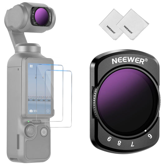 NEEWER Variable ND Filter Compatible with DJI Osmo Pocket 3 Creator Combo Accessories, Magnetic ND64-512 6-9 Stops Adjustable Neutral Density Filter
