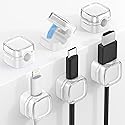 MoKo 6 Pack Magnetic Cable Clips, Under Desk Cable Management, Adhesive Magnetic Cord Holder, Magnetic Cord Organizer Wire Holder Keeper Organizer