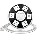 ETL Certified Round Power Strip - 5 Outlets with Surge Protection, 2 USB Charging Ports, and On/Off Button by EX ELECTRONIX EXPRESS